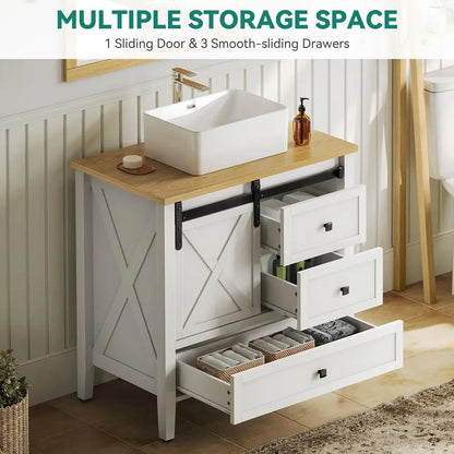 Farmhouse Bathroom Vanity with Sink & Sliding Door