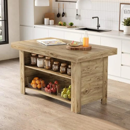 3-Tier Farmhouse Kitchen Island with Storage