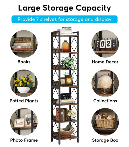 78.7" Tall Bookshelf or Storage Rack for Living Room, Bathroom or Office