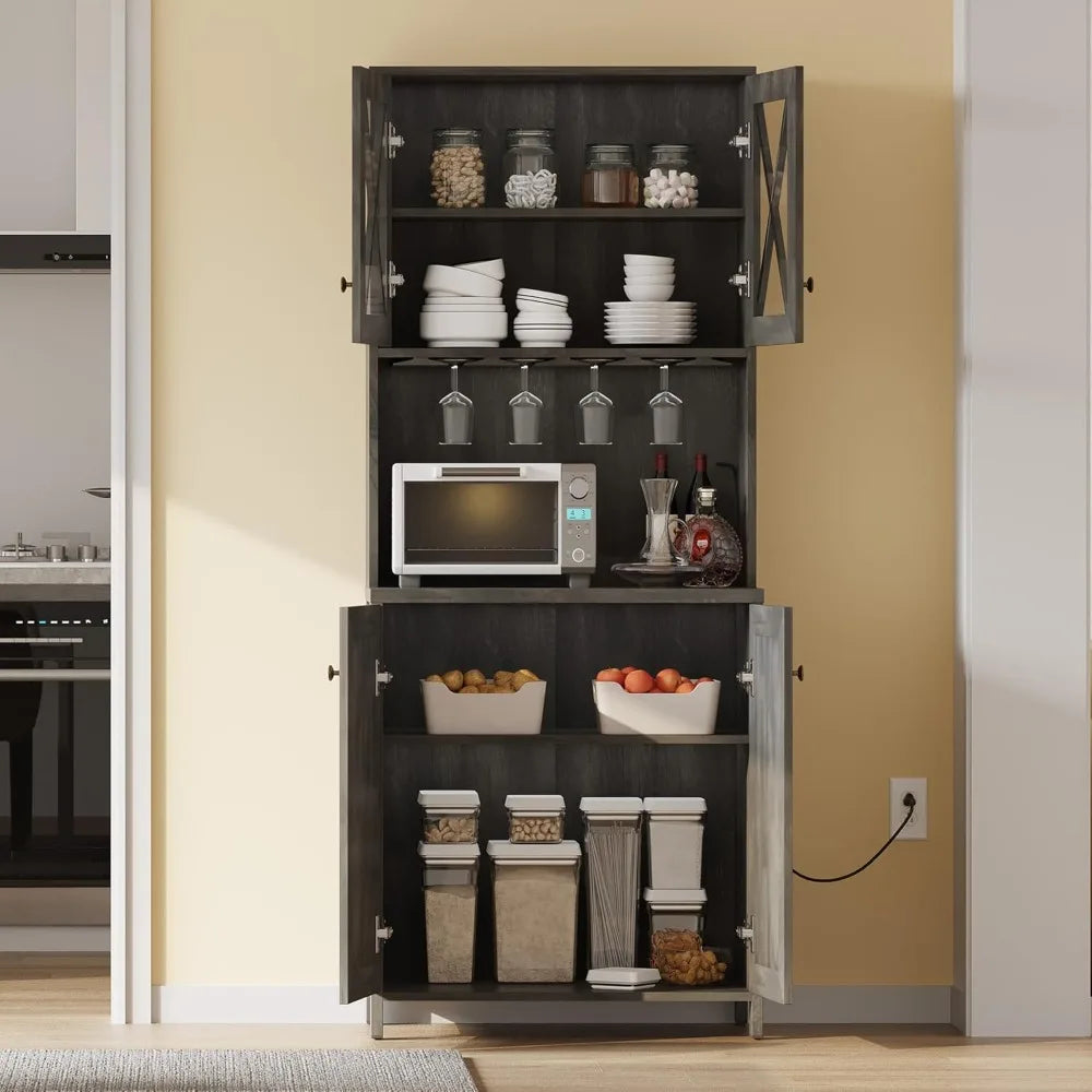 67" Tall Farmhouse Kitchen Pantry Cabinet