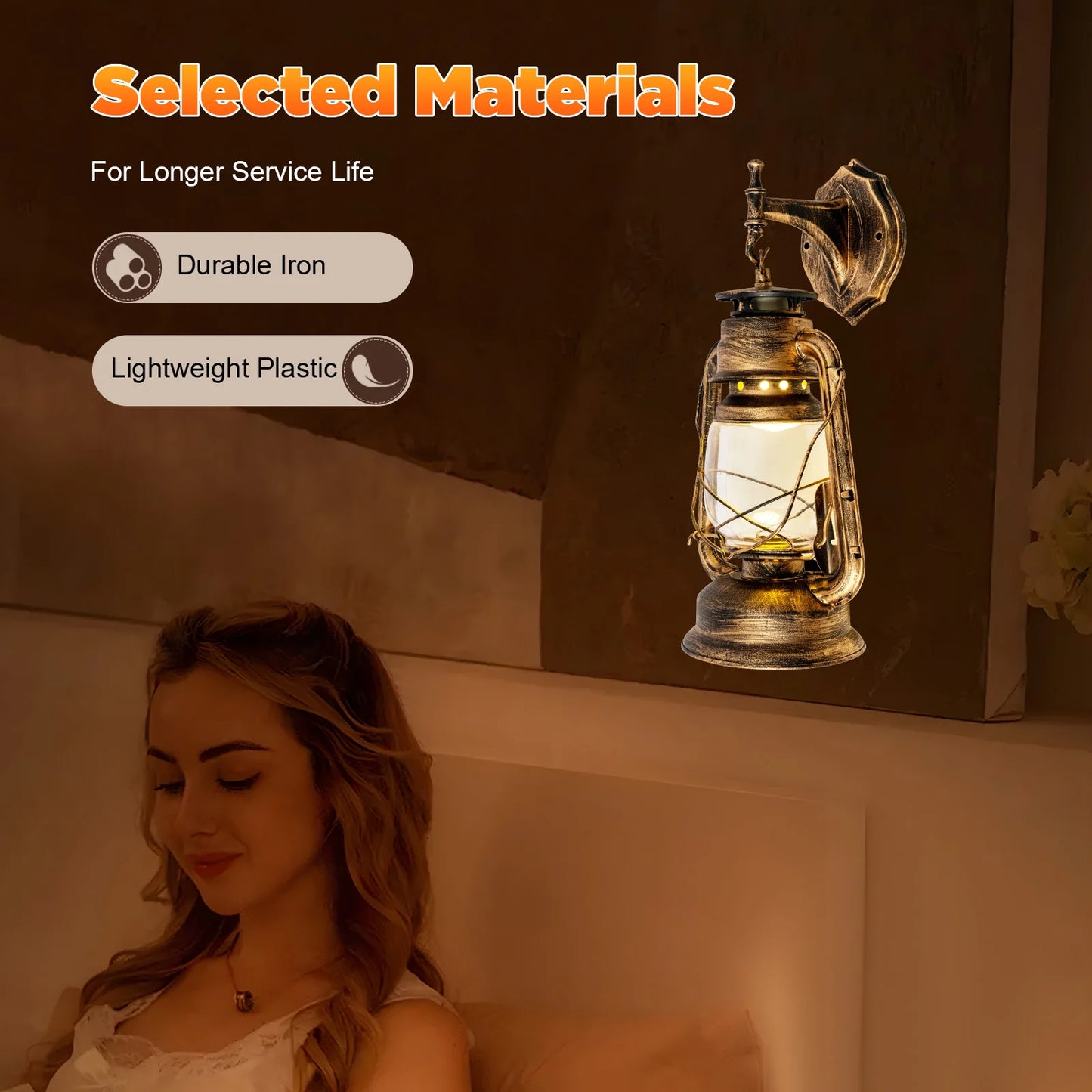 Rustic Lantern Fixture for Bedroom, Living Room or Entryway