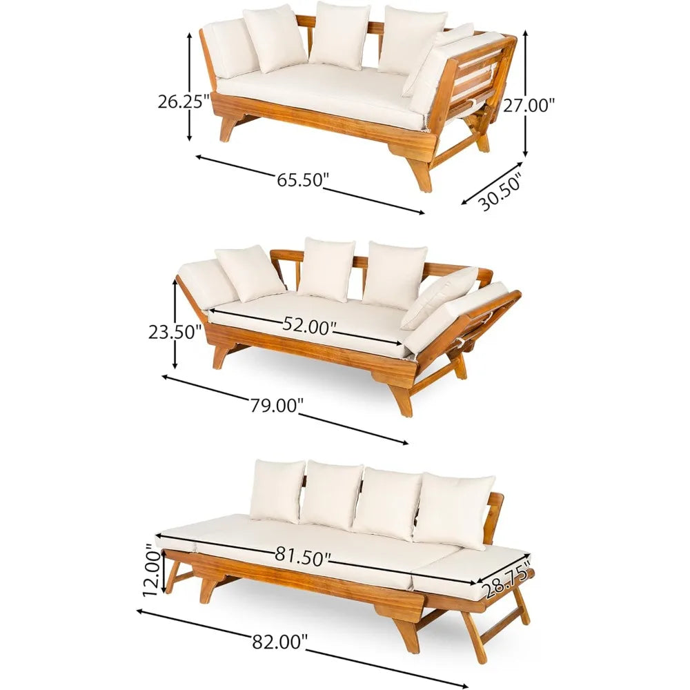 Outdoor Patio 3-Seat Sofa with Removable Cushions