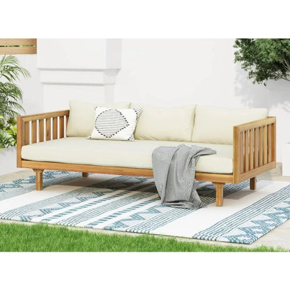Backyard Patio Wooden Sofa Daybed with Cushions