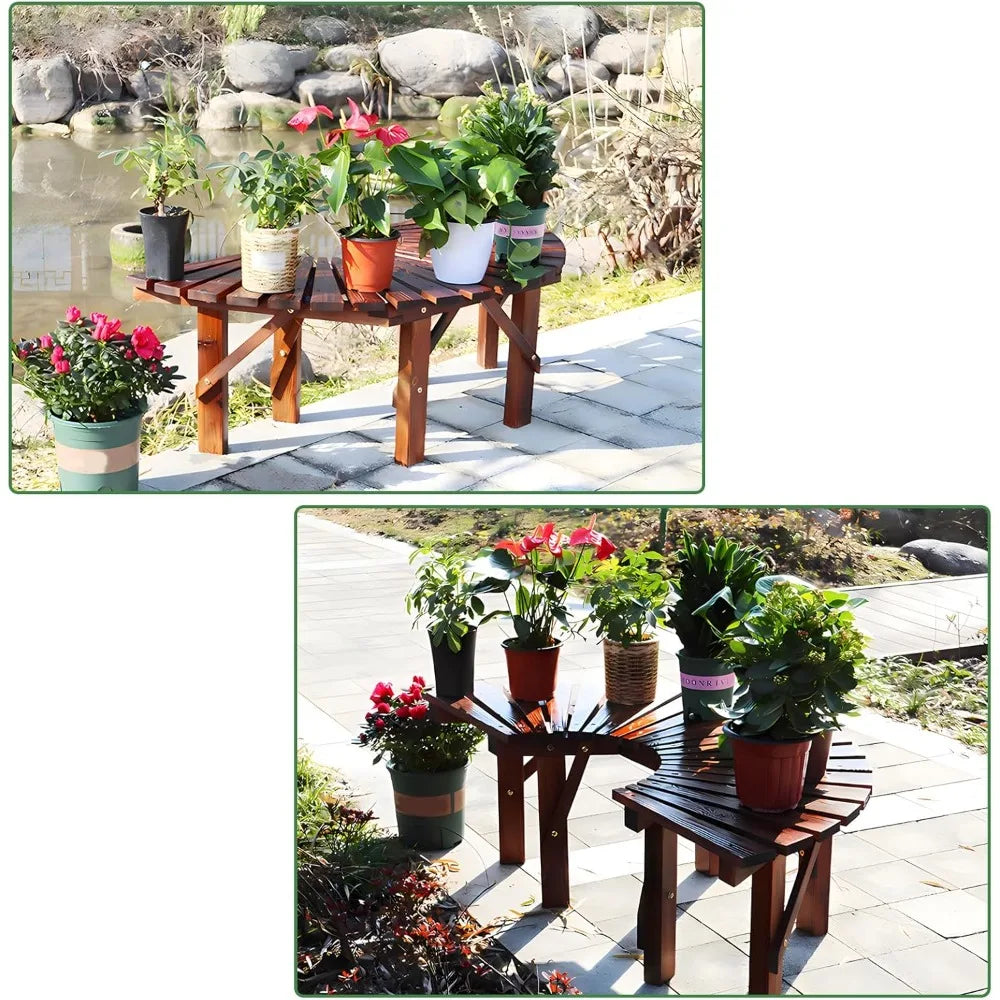 Wrap Around Wooden Tree Bench for Gardens, Patios & Backyard