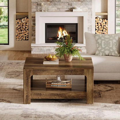 Rustic Brown, Square Coffee Table with Storage