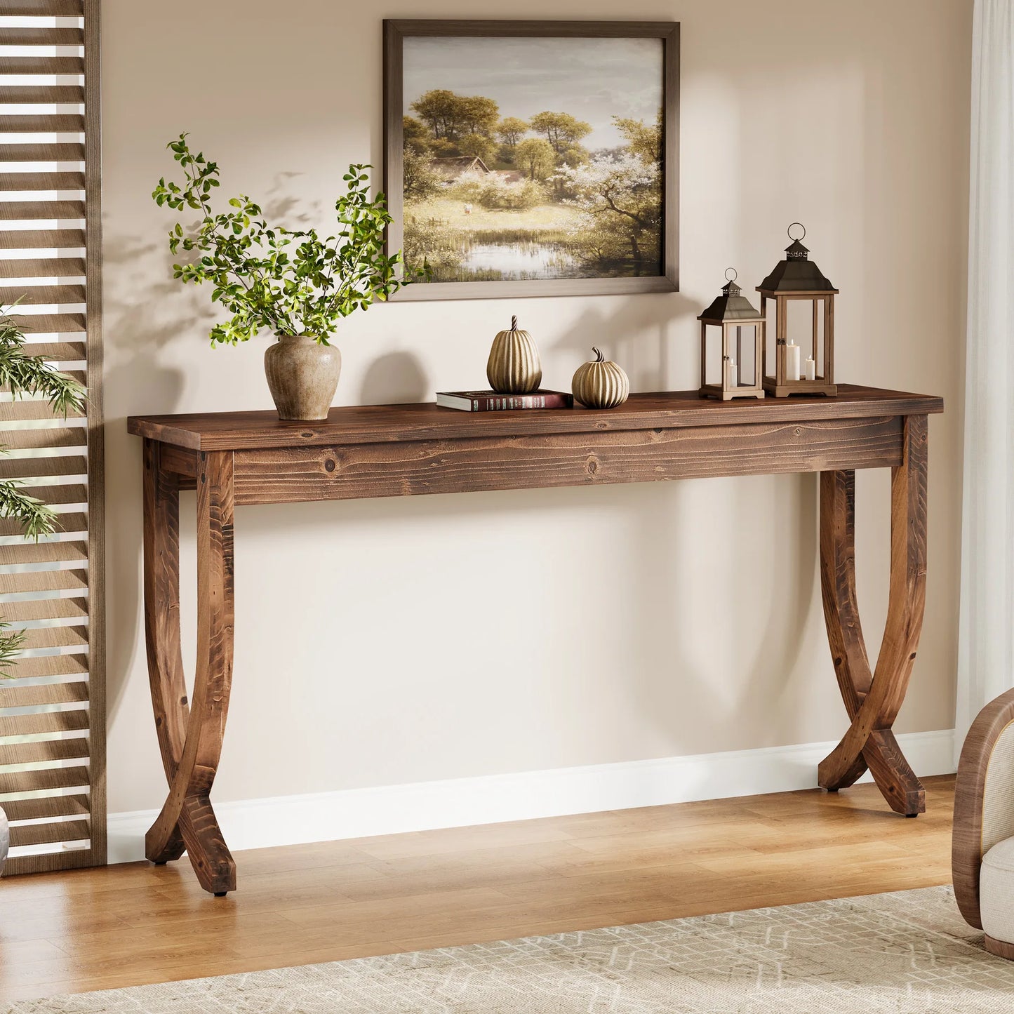 Solid Wood Farmhouse Console Table