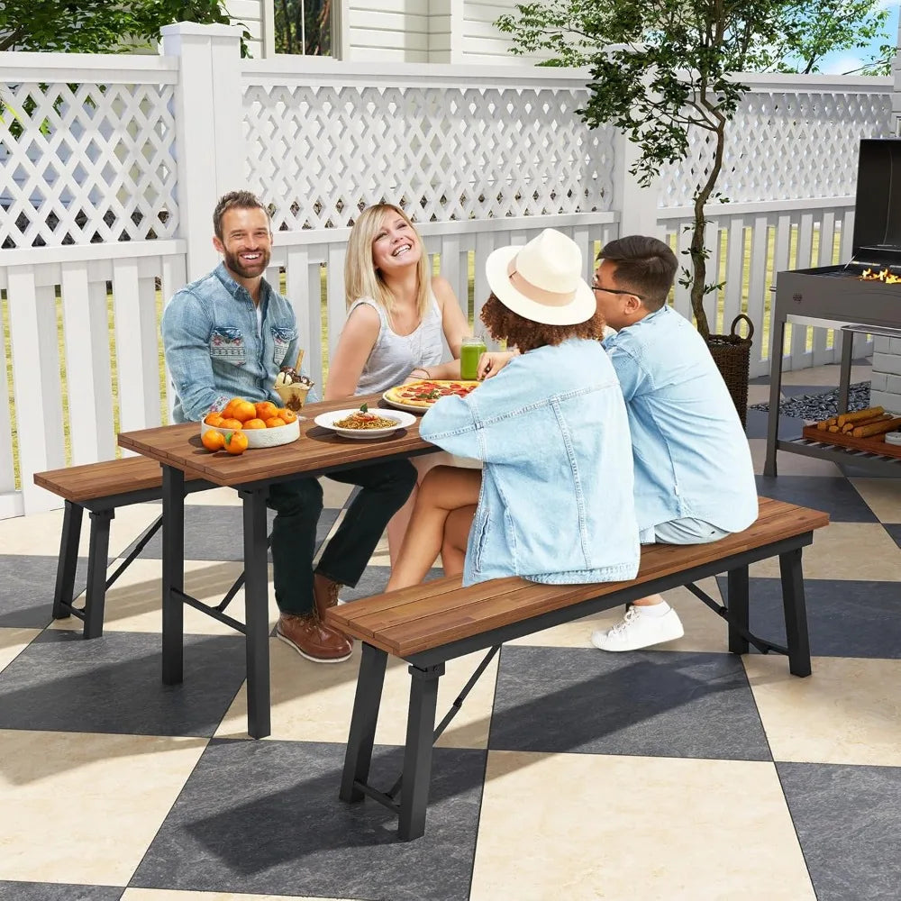 Outdoor Foldable Wood Dining Table for Patio or Camping