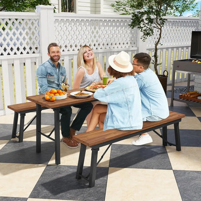 Outdoor Foldable Wood Dining Table for Patio or Camping